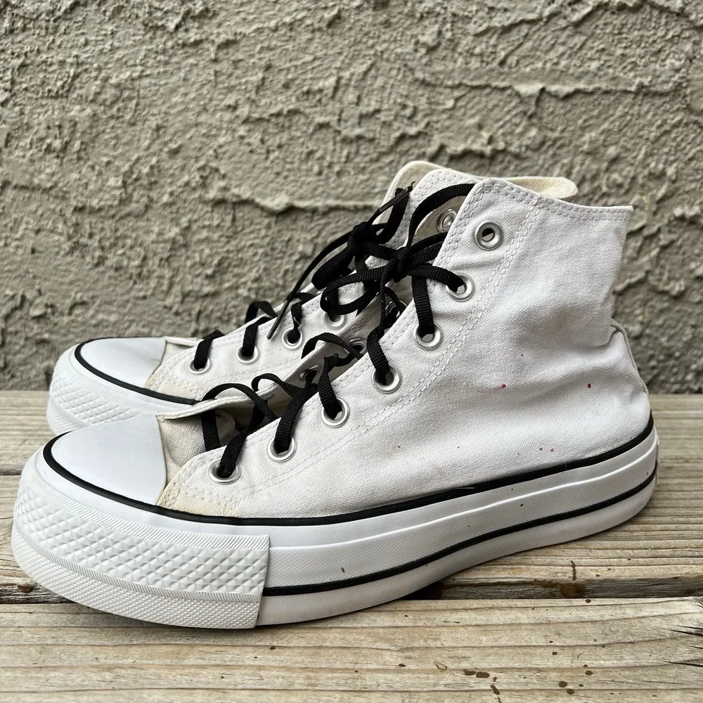 CONVERSE Shoes Women Size 8 CTAS LIFT HI Platform White Canvas Sneakers